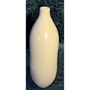 Vintage Art Glass Crackle Off White Bottle Vase Decorative Flower Vase 10.5 in